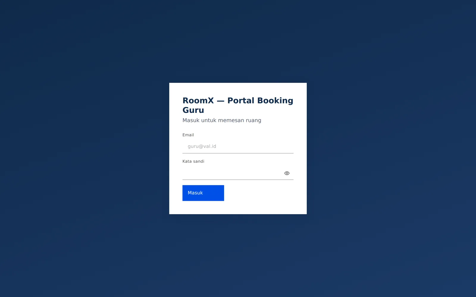 Halaman masuk portal guru